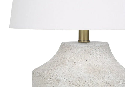 20" Cream Concrete Urn Table Lamp With Cream Empire Shade HomeRoots