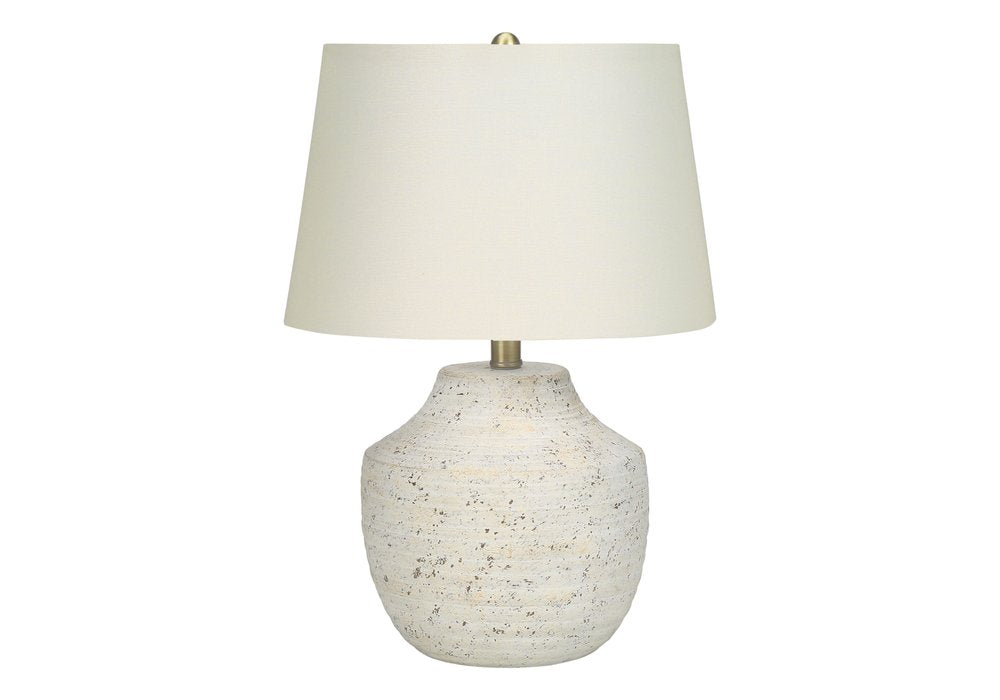 20" Cream Concrete Urn Table Lamp With Cream Empire Shade — view 1