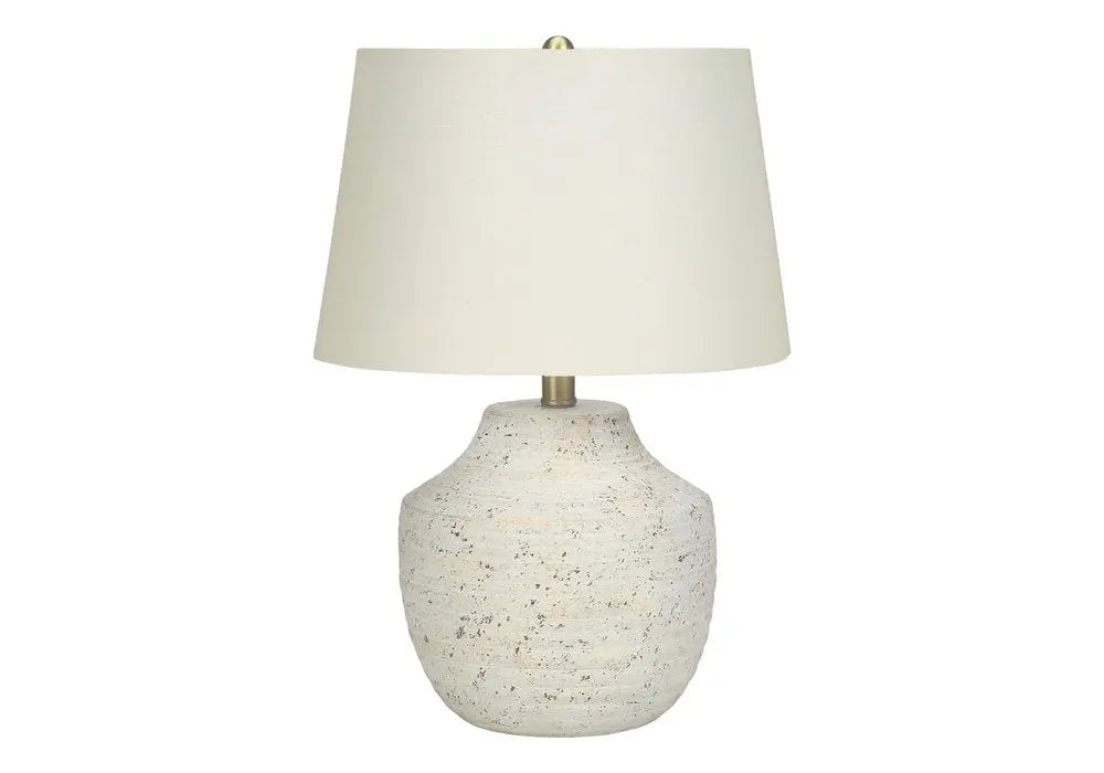 20" Cream Concrete Urn Table Lamp With Cream Empire Shade HomeRoots