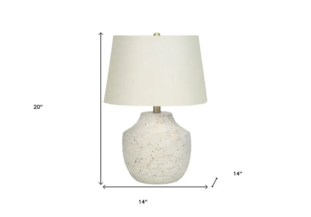 20" Cream Concrete Urn Table Lamp With Cream Empire Shade HomeRoots