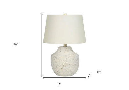20" Cream Concrete Urn Table Lamp With Cream Empire Shade HomeRoots
