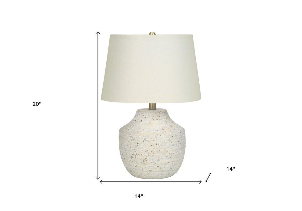 20" Cream Concrete Urn Table Lamp With Cream Empire Shade — view 6