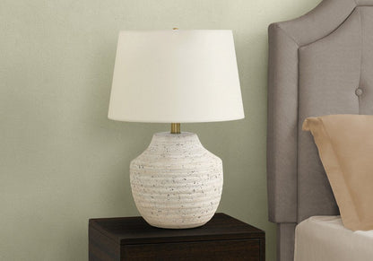 20" Cream Concrete Urn Table Lamp With Cream Empire Shade HomeRoots