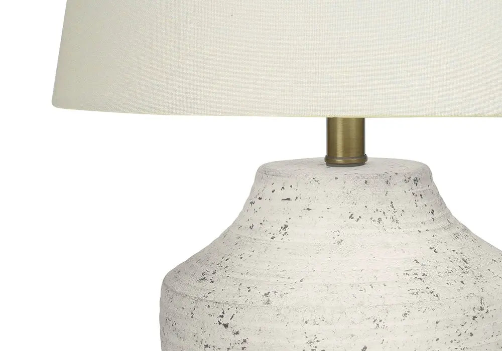 20" Cream Concrete Urn Table Lamp With Cream Empire Shade HomeRoots