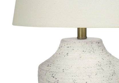 20" Cream Concrete Urn Table Lamp With Cream Empire Shade HomeRoots