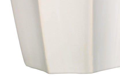 27" Cream Ceramic Geometric Table Lamp With Cream Drum Shade HomeRoots