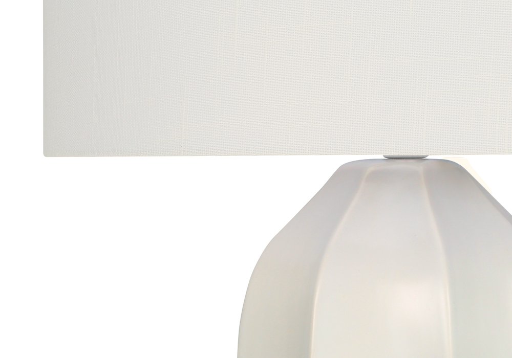 27" Cream Ceramic Geometric Table Lamp With Cream Drum Shade HomeRoots