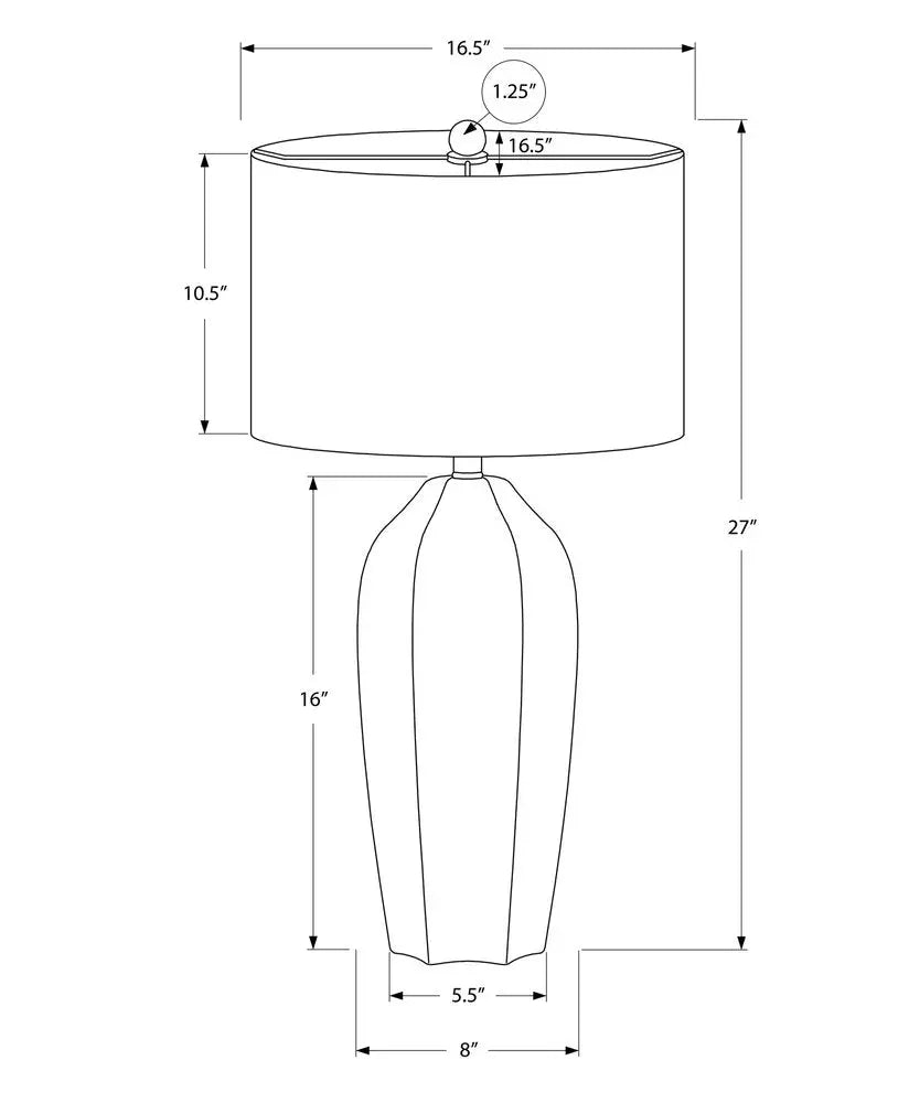 27" Cream Ceramic Geometric Table Lamp With Cream Drum Shade HomeRoots