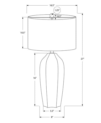 27" Cream Ceramic Geometric Table Lamp With Cream Drum Shade HomeRoots