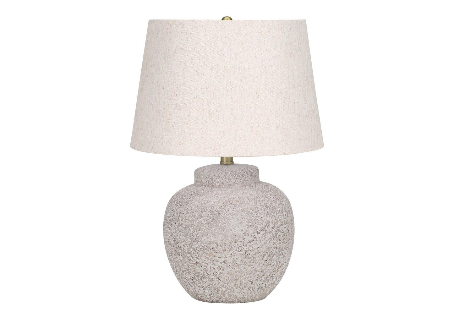 22" Cream Concrete Urn Table Lamp With Cream Abstract Empire Shade - FurniFindUSA