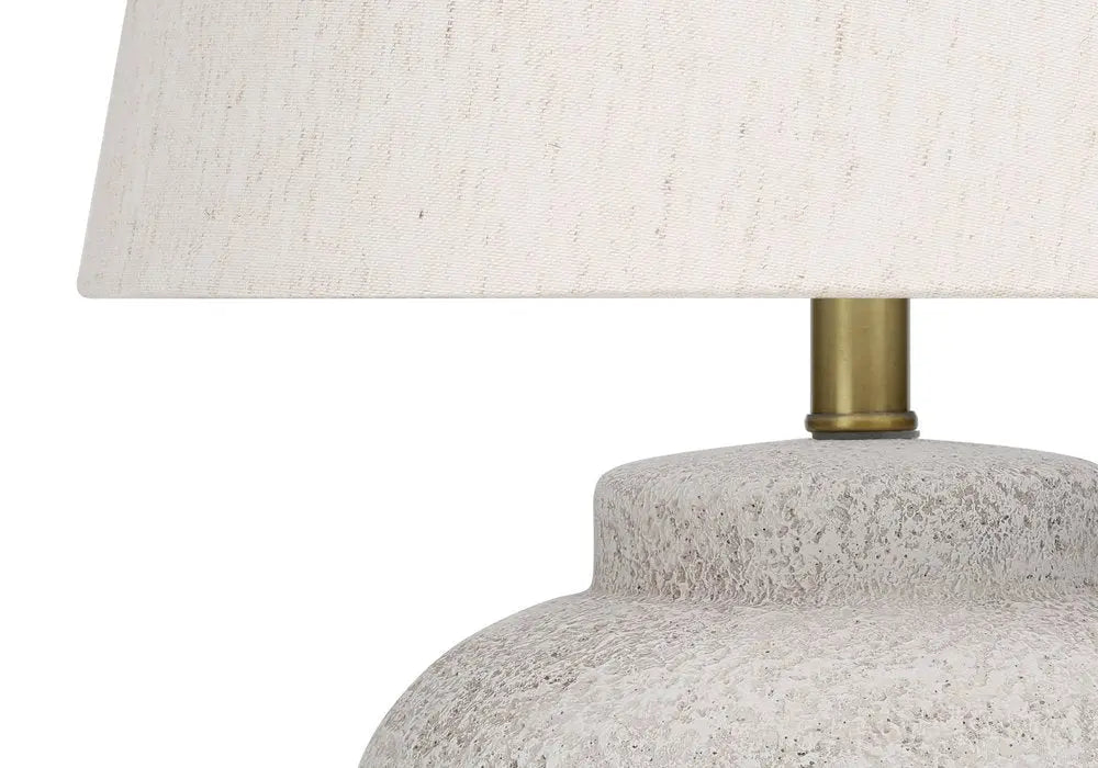 22" Cream Concrete Urn Table Lamp With Cream Abstract Empire Shade HomeRoots