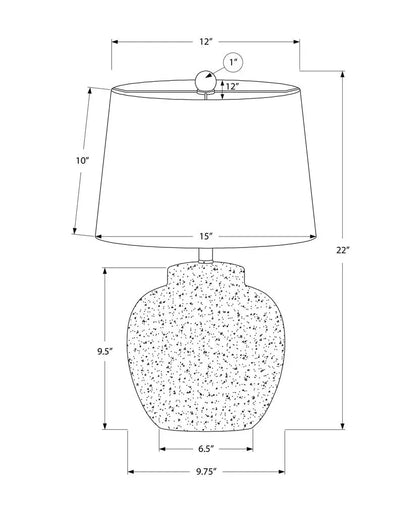 22" Cream Concrete Urn Table Lamp With Cream Abstract Empire Shade HomeRoots