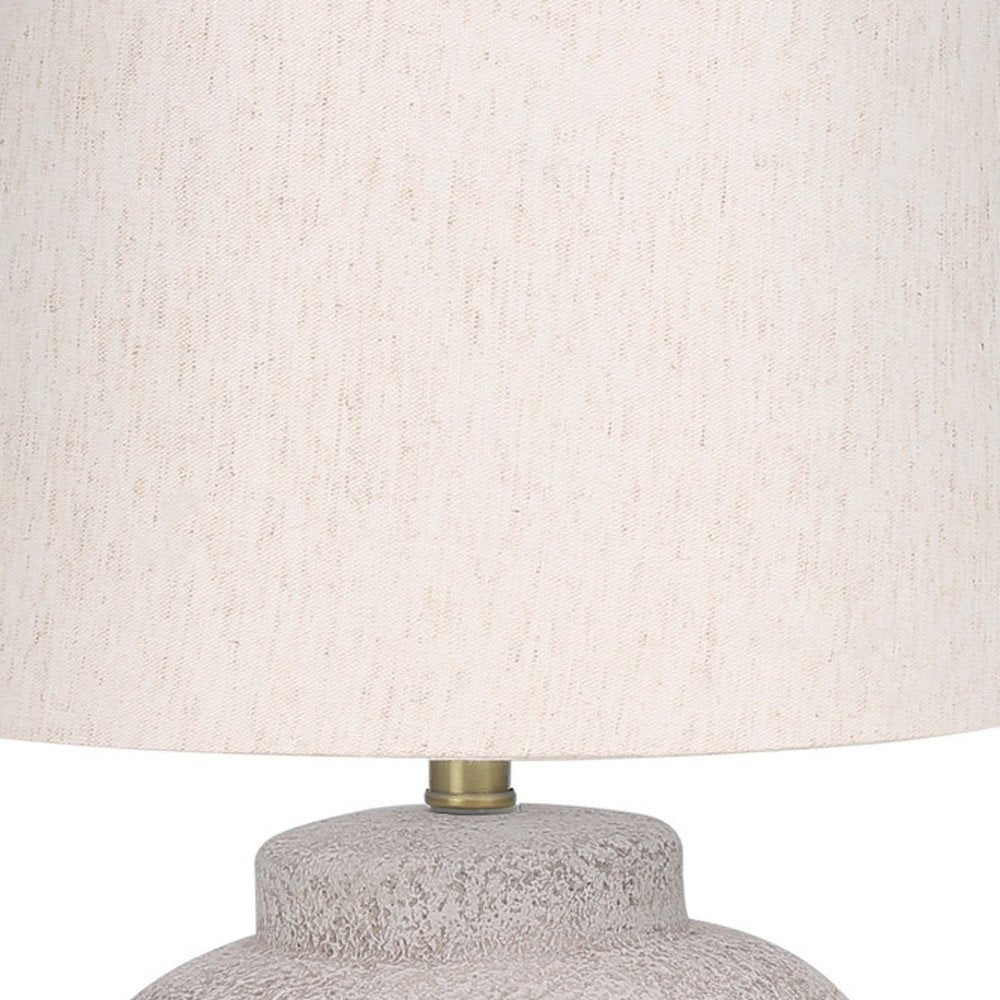 22" Cream Concrete Urn Table Lamp With Cream Abstract Empire Shade — view 7