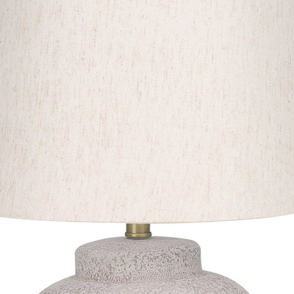 22" Cream Concrete Urn Table Lamp With Cream Abstract Empire Shade HomeRoots