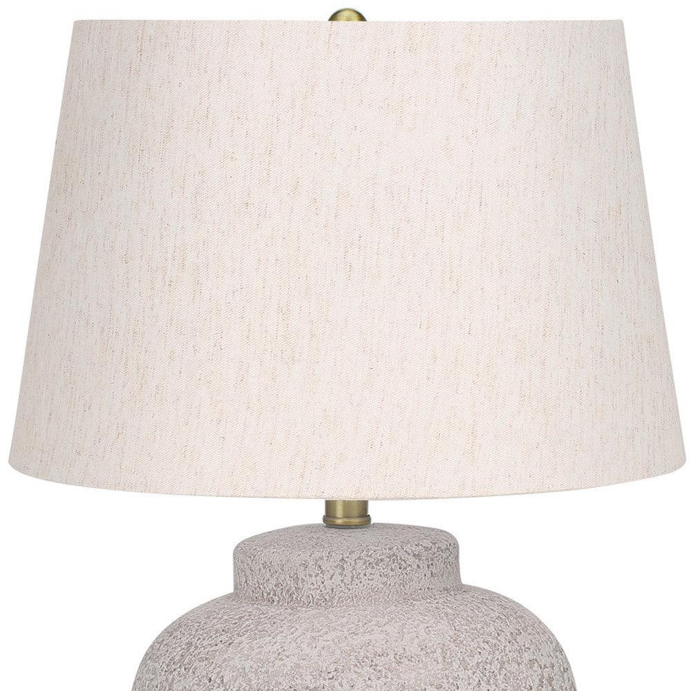 22" Cream Concrete Urn Table Lamp With Cream Abstract Empire Shade - FurniFindUSA