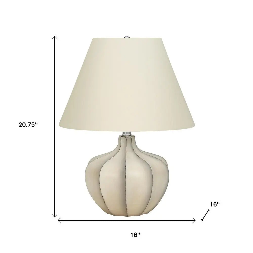 21" Cream Round Table Lamp With Cream Empire Shade HomeRoots