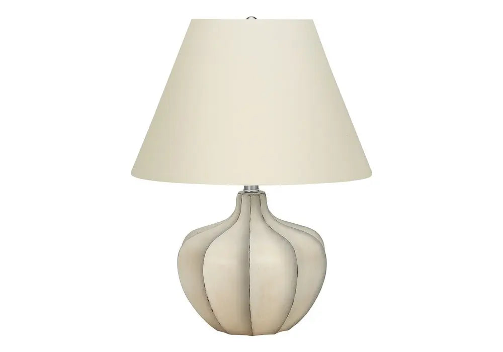 21" Cream Round Table Lamp With Cream Empire Shade HomeRoots