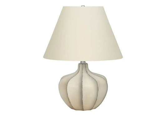 21" Cream Round Table Lamp With Cream Empire Shade HomeRoots