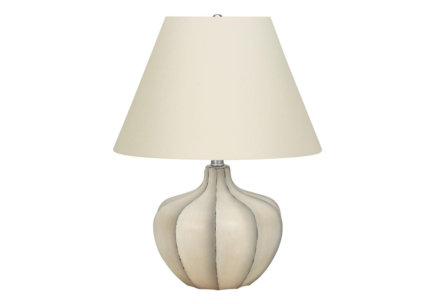 21" Cream Round Table Lamp With Cream Empire Shade - FurniFindUSA