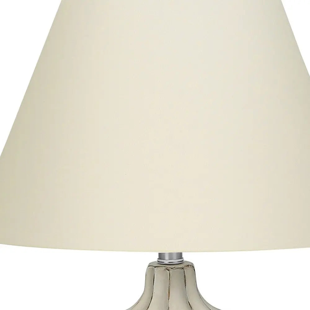 21" Cream Round Table Lamp With Cream Empire Shade HomeRoots