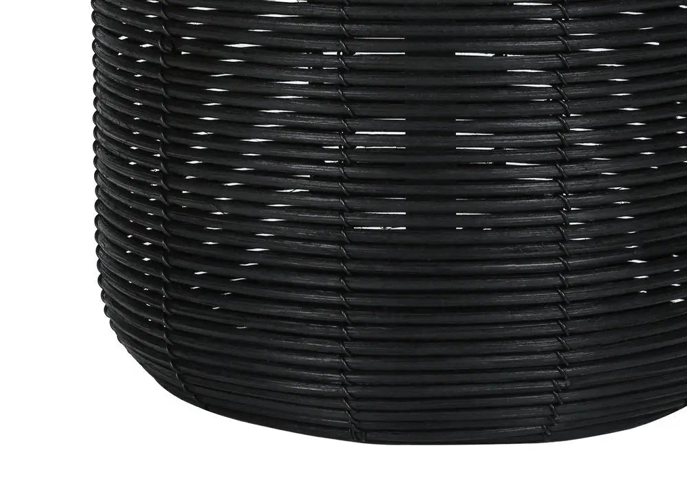 23" Black Rattan Round Table Lamp With Ivory Drum Shade HomeRoots