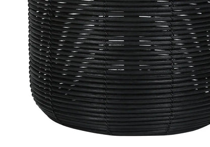 23" Black Rattan Round Table Lamp With Ivory Drum Shade HomeRoots