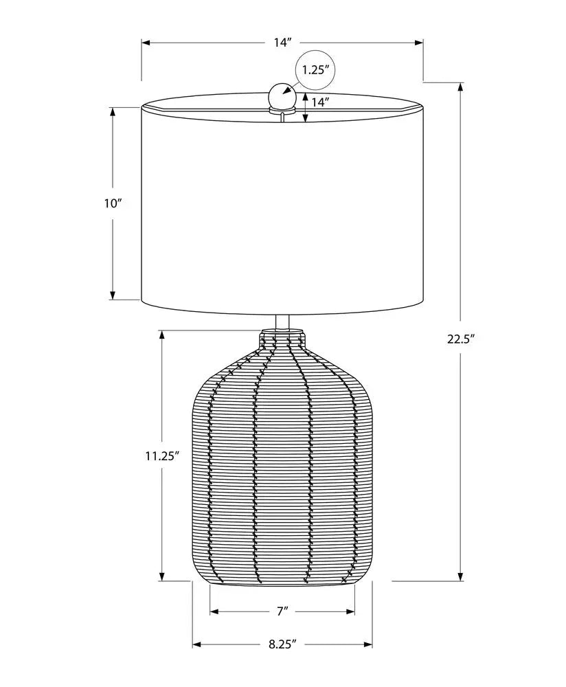 23" Black Rattan Round Table Lamp With Ivory Drum Shade HomeRoots