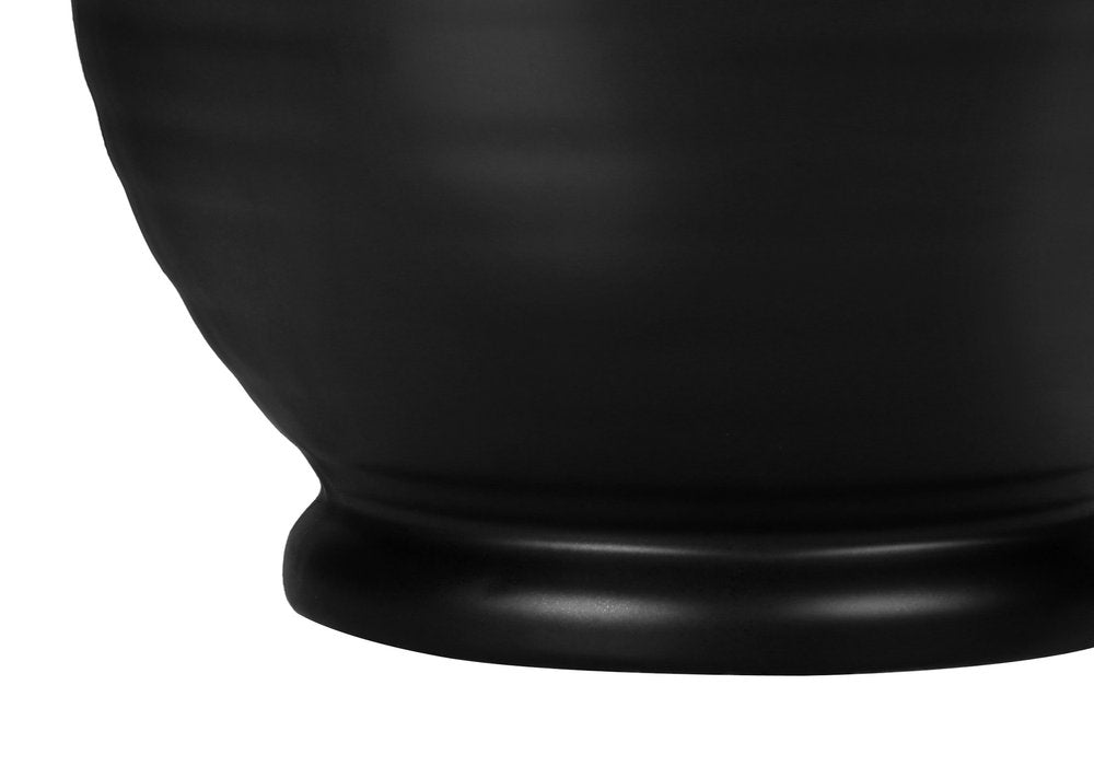 17" Black Ceramic Round Table Lamp With Ivory Drum Shade — view 4