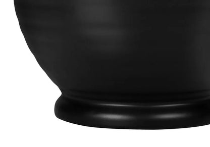 17" Black Ceramic Round Table Lamp With Ivory Drum Shade HomeRoots