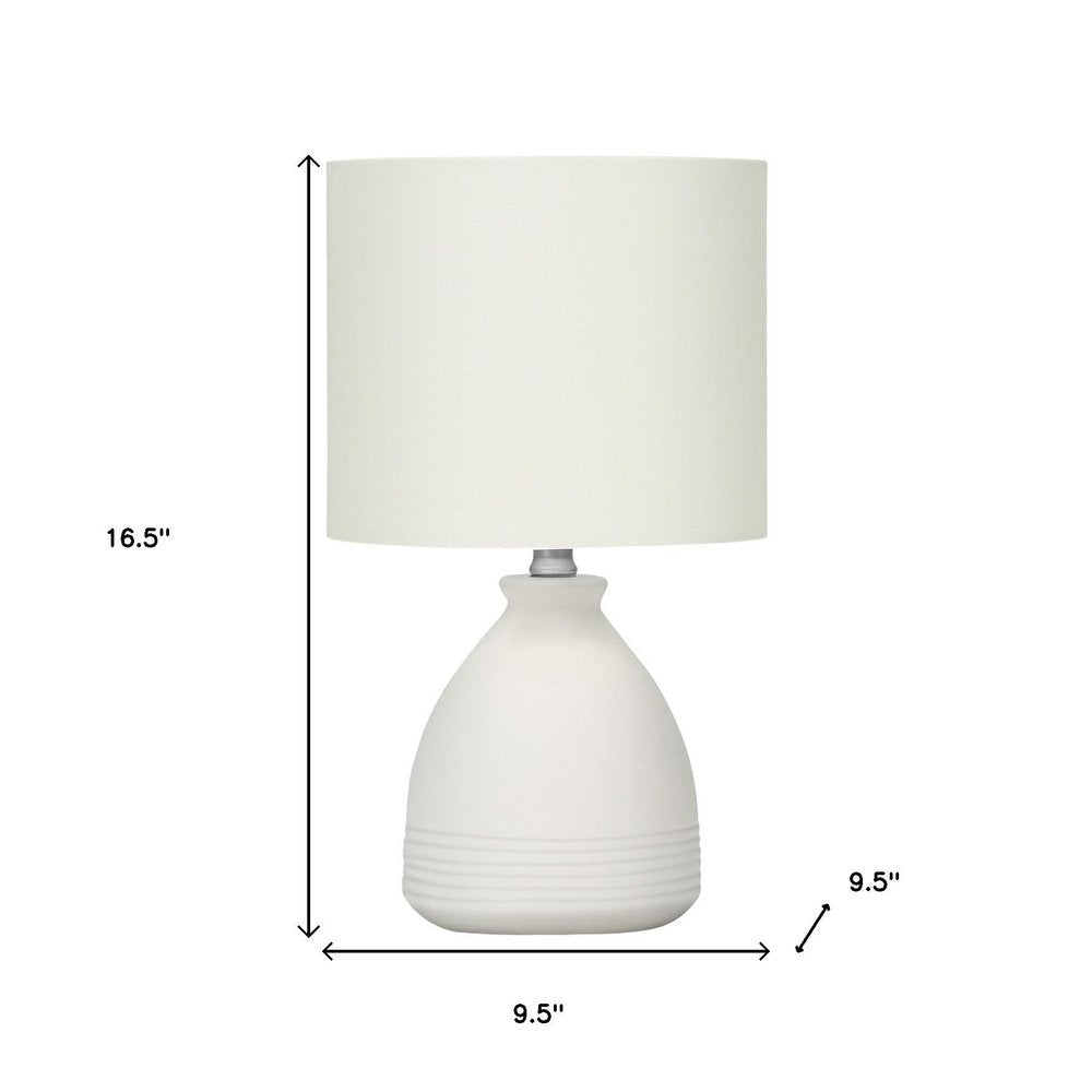17" Cream Ceramic Round Table Lamp With Cream Drum Shade — view 9