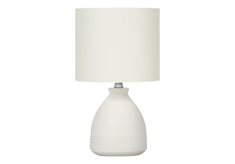 17" Cream Ceramic Round Table Lamp With Cream Drum Shade HomeRoots