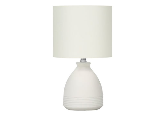 17" Cream Ceramic Round Table Lamp With Cream Drum Shade HomeRoots