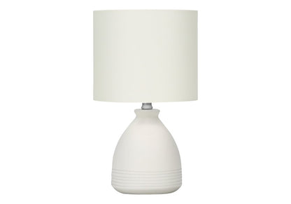 17" Cream Ceramic Round Table Lamp With Cream Drum Shade HomeRoots