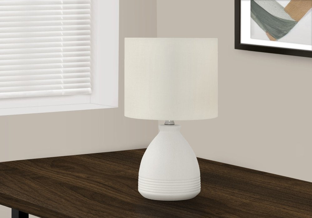 17" Cream Ceramic Round Table Lamp With Cream Drum Shade — view 2