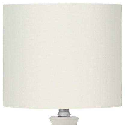 17" Cream Ceramic Round Table Lamp With Cream Drum Shade HomeRoots
