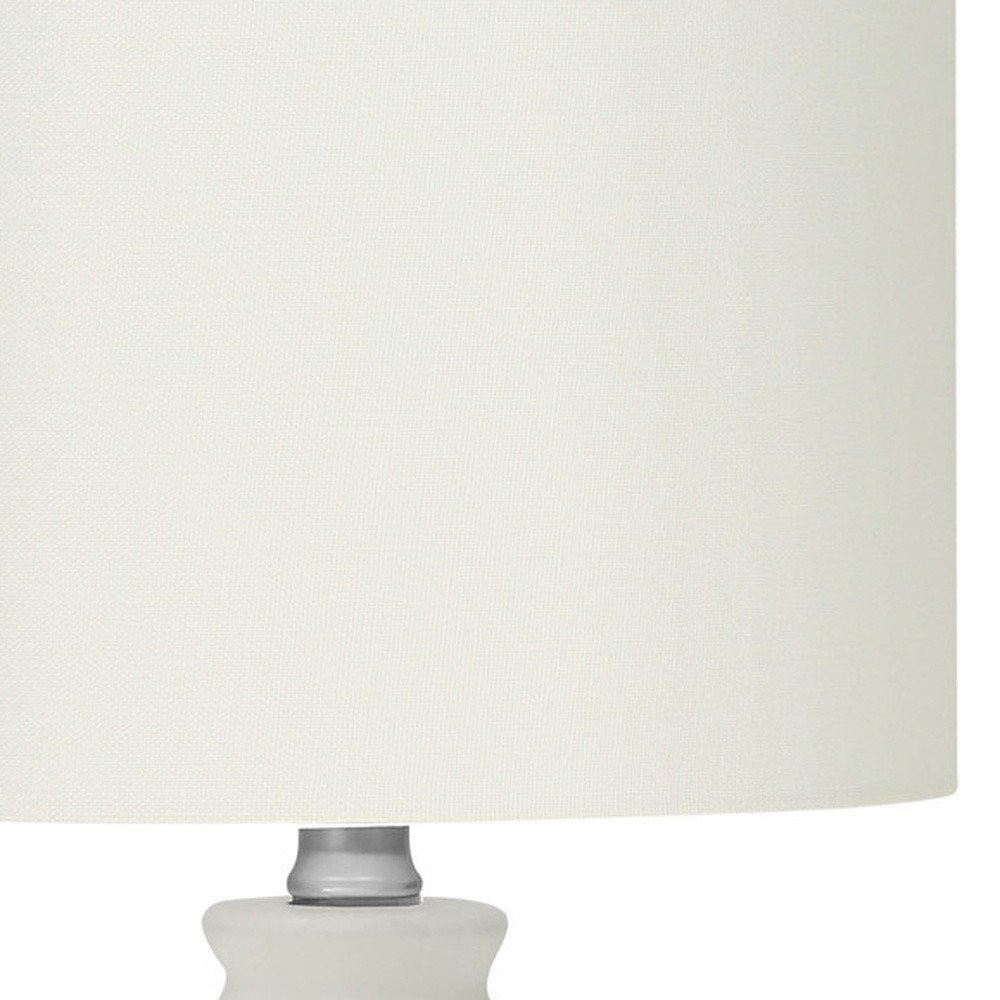 17" Cream Ceramic Round Table Lamp With Cream Drum Shade HomeRoots