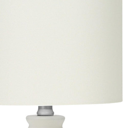 17" Cream Ceramic Round Table Lamp With Cream Drum Shade - FurniFindUSA