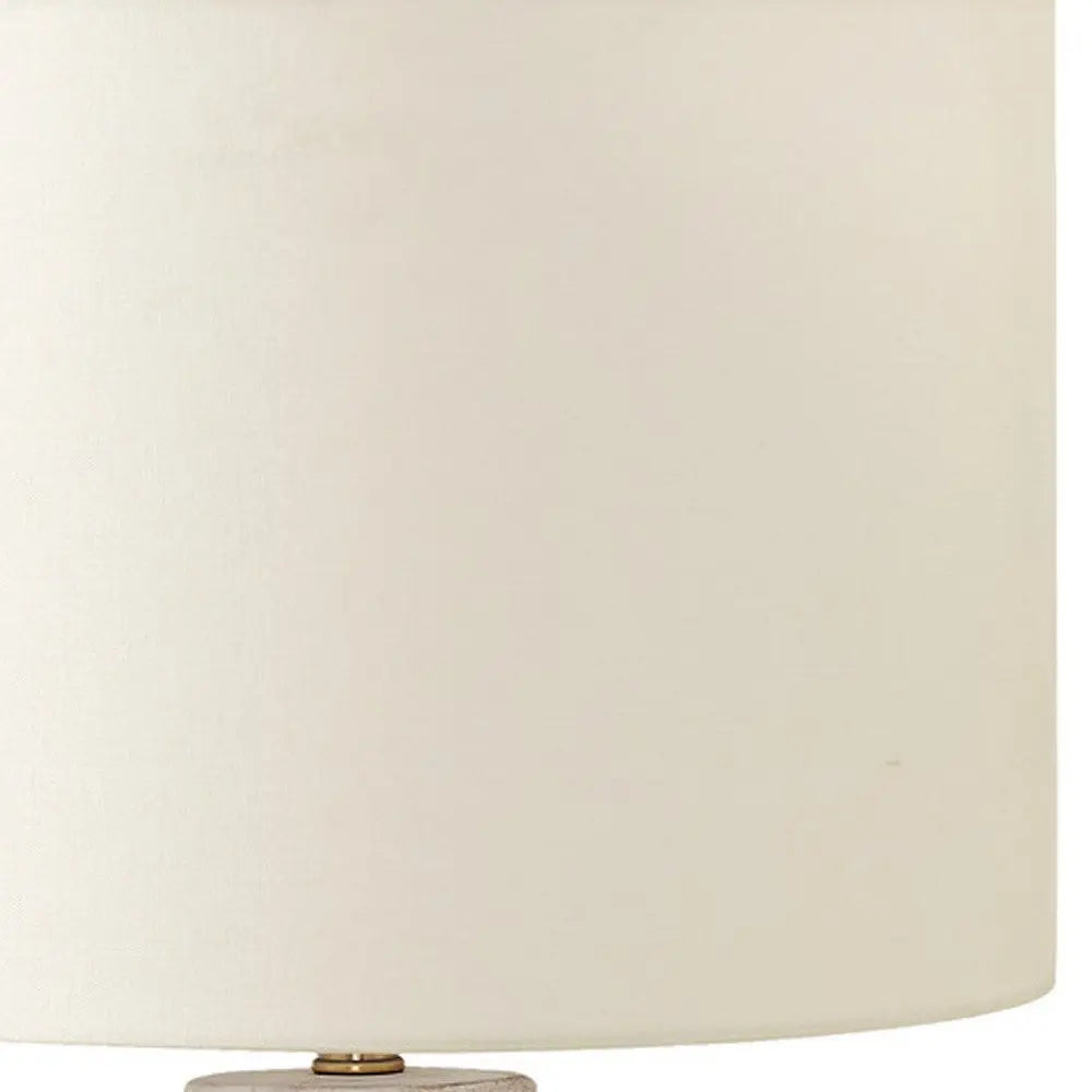 28" Cream Geometric Table Lamp With Cream Drum Shade HomeRoots