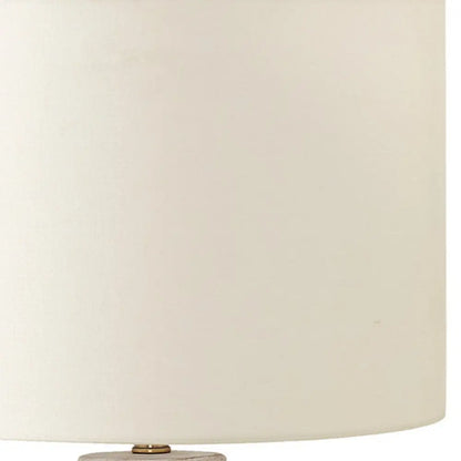 28" Cream Geometric Table Lamp With Cream Drum Shade HomeRoots