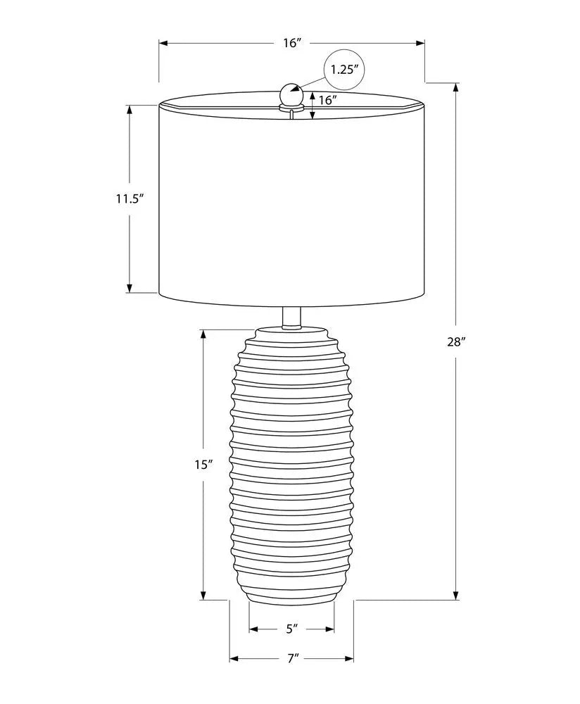 28" Cream Geometric Table Lamp With Cream Drum Shade HomeRoots