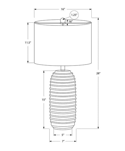 28" Cream Geometric Table Lamp With Cream Drum Shade HomeRoots
