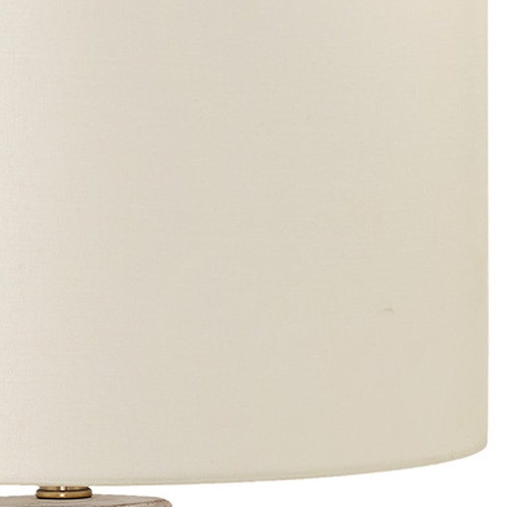28" Cream Geometric Table Lamp With Cream Drum Shade HomeRoots