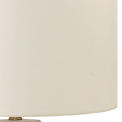 28" Cream Geometric Table Lamp With Cream Drum Shade HomeRoots