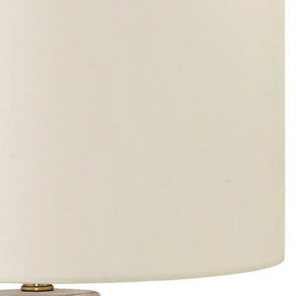 28" Cream Geometric Table Lamp With Cream Drum Shade HomeRoots