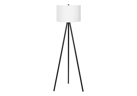63" Black LED Light Changing Floor Lamp With Cream Fabric Drum Shade HomeRoots