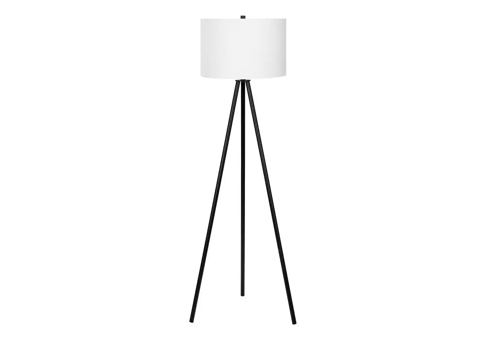 63" Black LED Light Changing Floor Lamp With Cream Fabric Drum Shade HomeRoots