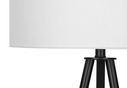 63" Black LED Light Changing Floor Lamp With Cream Fabric Drum Shade HomeRoots