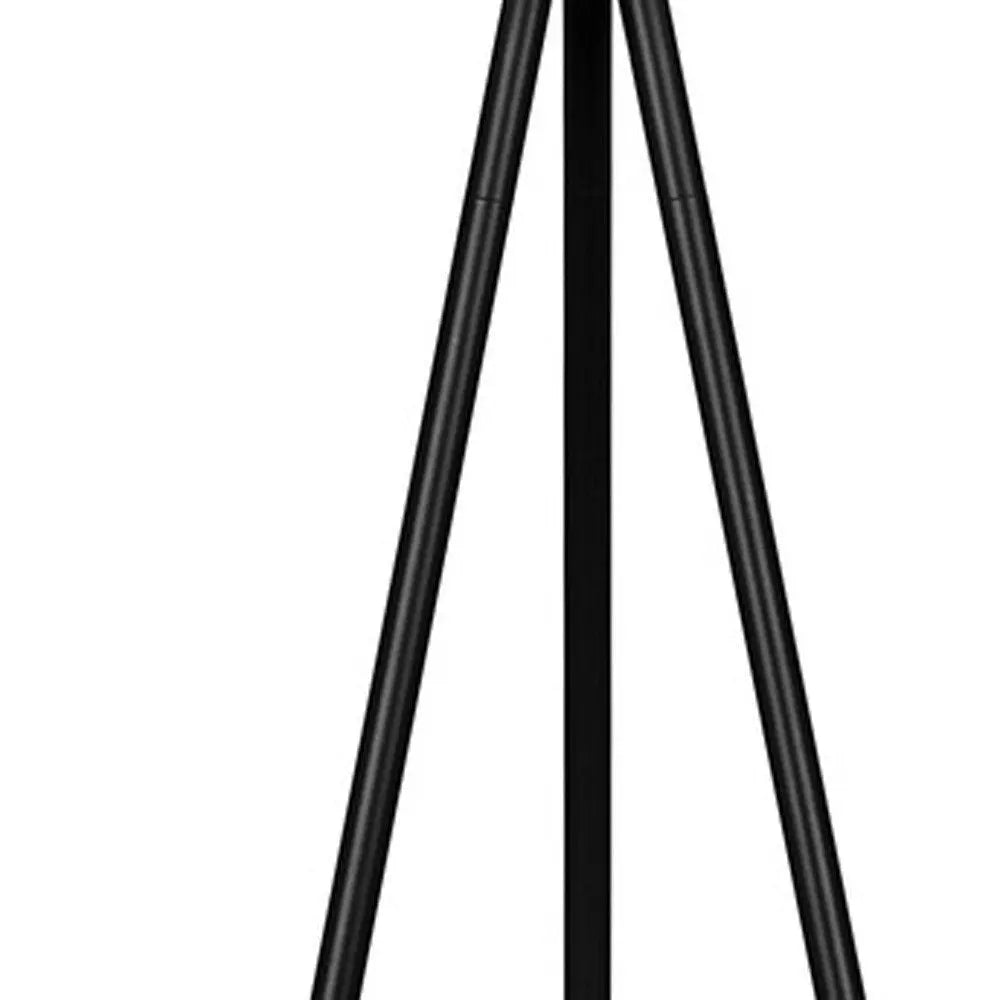 63" Black LED Light Changing Floor Lamp With Cream Fabric Drum Shade HomeRoots