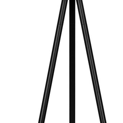 63" Black LED Light Changing Floor Lamp With Cream Fabric Drum Shade HomeRoots