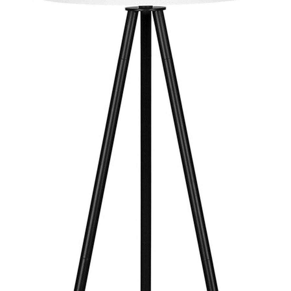 63" Black LED Light Changing Floor Lamp With Cream Fabric Drum Shade HomeRoots